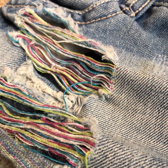 BONGO Pants - Bongo Distressed Rainbow Denim Shorts SZ 0